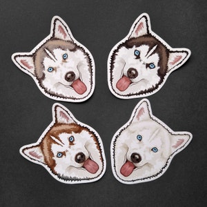 Husky stickers black white grey brown Siberian huskies decal