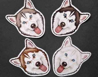 Husky stickers black white grey brown Siberian huskies decal