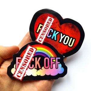 F*ck off sticker & F*ck you demotivational stickers holographic vinyl mature funny swear words