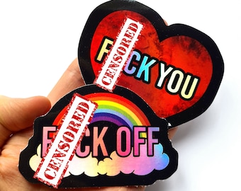 F*ck off sticker & F*ck you demotivational stickers holographic vinyl mature funny swear words