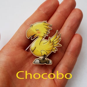 Chocobo Moogle wooden pin badge Eco friendly fantasy video game art Chocobo pin