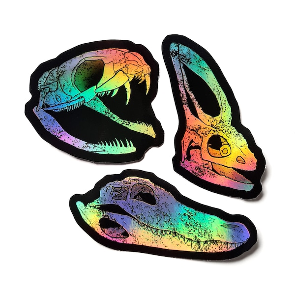 Reptile skull sticker holographic vinyl decal snakes alligator crocodile chameleon