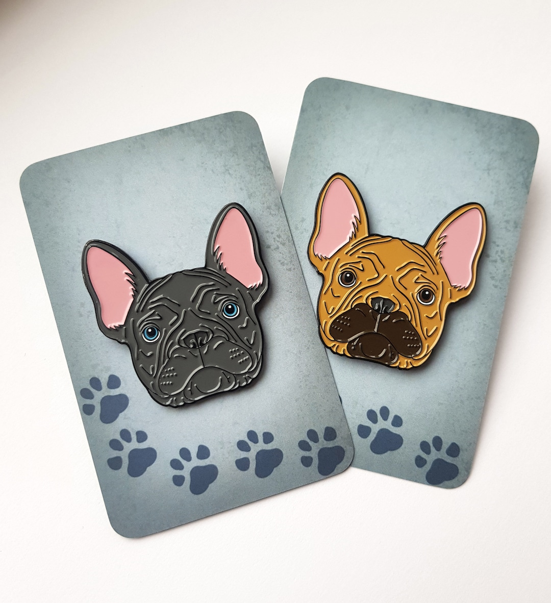 French Bulldog Enamel Pin Fawn / Tan & Blue / Grey Coloured Frenchie ...