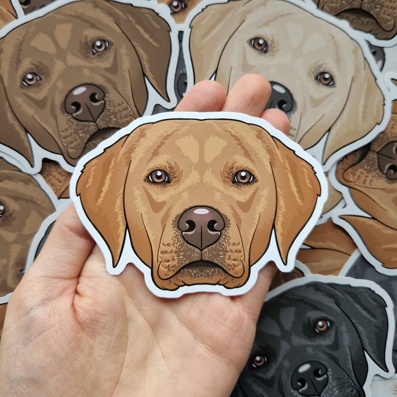 Labrador stickers golden black brown white cream dog decal RED