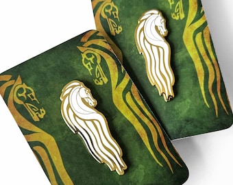 White horse pin gold enamel pin badge