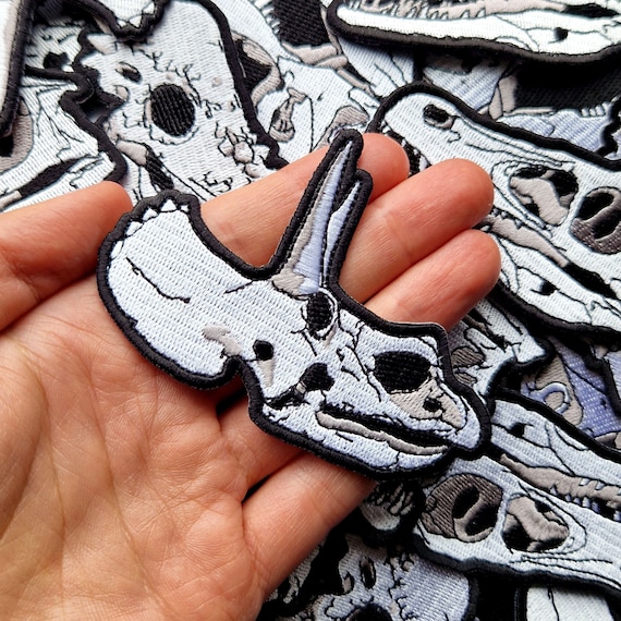Triceratops embroidery patch dinosaur skull patches iron on embroidered