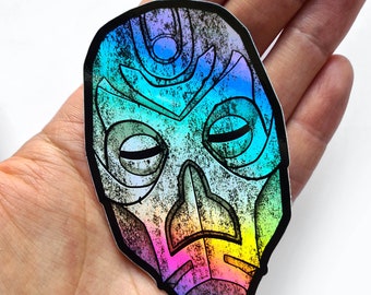 Morokei Dragon Priest mask sticker holographic vinyl decal