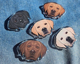 Labrador acrylic pins gold white black chocolate red lab pin