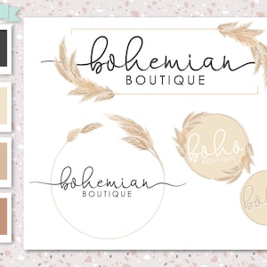 Branding Package- Premade logo and stationery design - Bohemian Boutique, boho neutral logo design