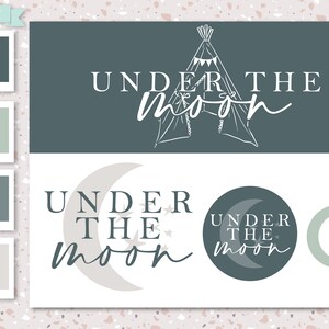 Branding Package- Premade logo and stationery design - Under the Moon - TeePee slumber parties
