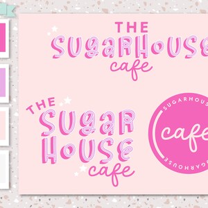 Branding Package- Premade logo and stationery design - Cafe Logo - Retro Logo - Cake Makers Logo - Diner Logo - Retro Branding - Pink Logo