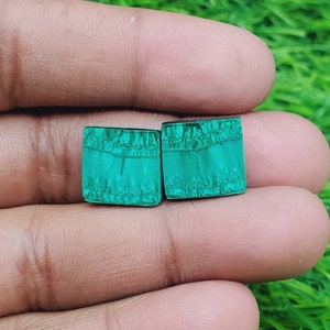 Malachiet Edelsteen - Fancy Shape Cabochon Matching Pair, Steen voor oorbellen sieraden maken (gratis boren beschikbaar) Afmeting 13X13X4 mm
