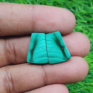 Malachiet Edelsteen - Fancy Shape Cabochon Matching Pair, Steen voor oorbellen sieraden maken (gratis boren beschikbaar) Afmeting 18X10X4 mm
