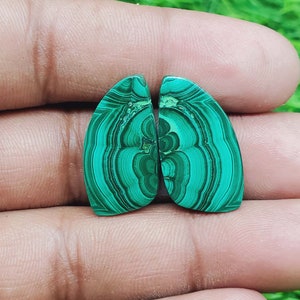 Malachiet Edelsteen - Fancy Shape Cabochon Matching Pair, Steen voor oorbellen sieraden maken (gratis boren beschikbaar) Afmeting 23X13X4 mm