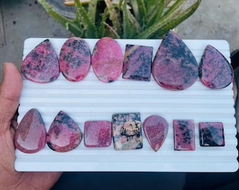 Natural Rhodonite Cabochon from Brazil – Gemstone for Wire Wrapping, Macrame & Silver Jewelry Making