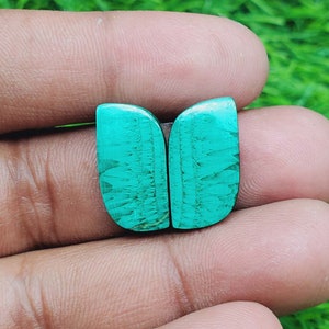 Malachiet Edelsteen - Fancy Shape Cabochon Matching Pair, Steen voor oorbellen sieraden maken (gratis boren beschikbaar) Afmeting 19X10X4 mm
