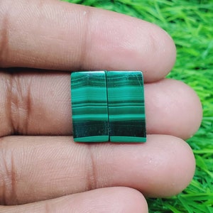 Malachiet Edelsteen - Fancy Shape Cabochon Matching Pair, Steen voor oorbellen sieraden maken (gratis boren beschikbaar) Afmeting 17X9X4 mm