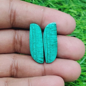 Malachiet Edelsteen - Fancy Shape Cabochon Matching Pair, Steen voor oorbellen sieraden maken (gratis boren beschikbaar) Afmeting 27X10X4 mm