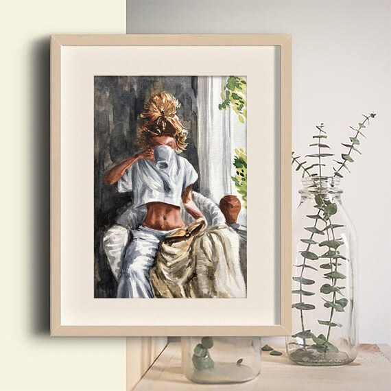 Friend Gift art Reading Girl Original Oil Painting Just A Girl Who Loves Books Line Art Book Lovers Painting Wall Art Gift Gift for her