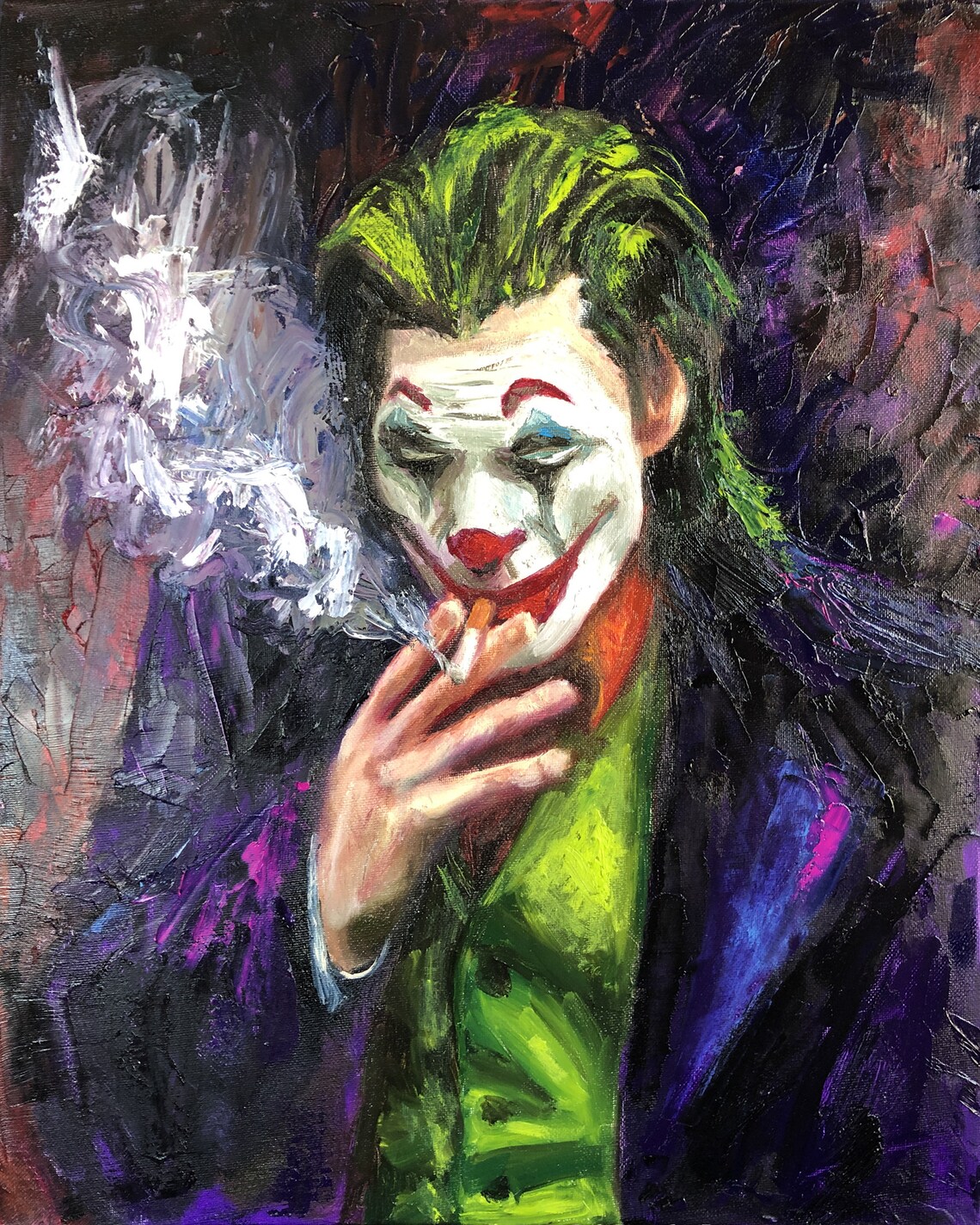 Joker wall art Joker 2019 original painting canvas art Creepy Etsy