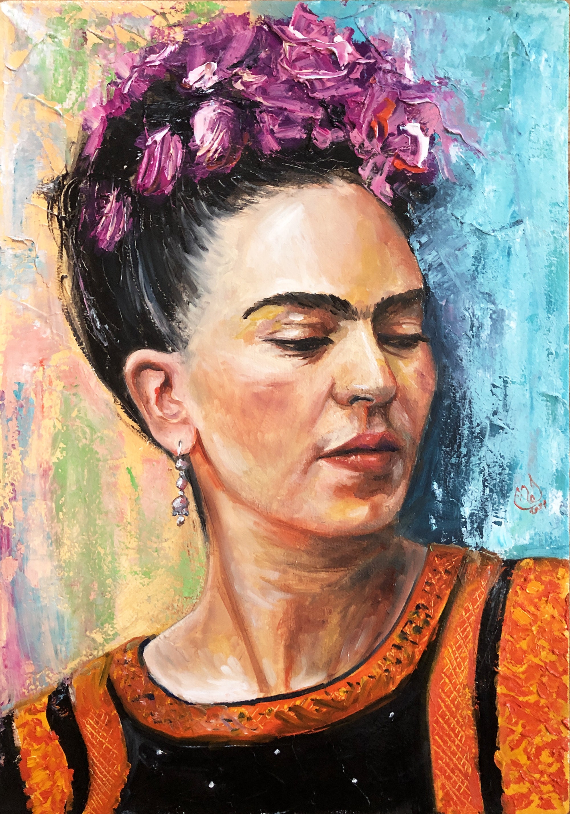 Frida Kahlo Painting Original Canvas Art Frida Kahlo Wall Art | Etsy