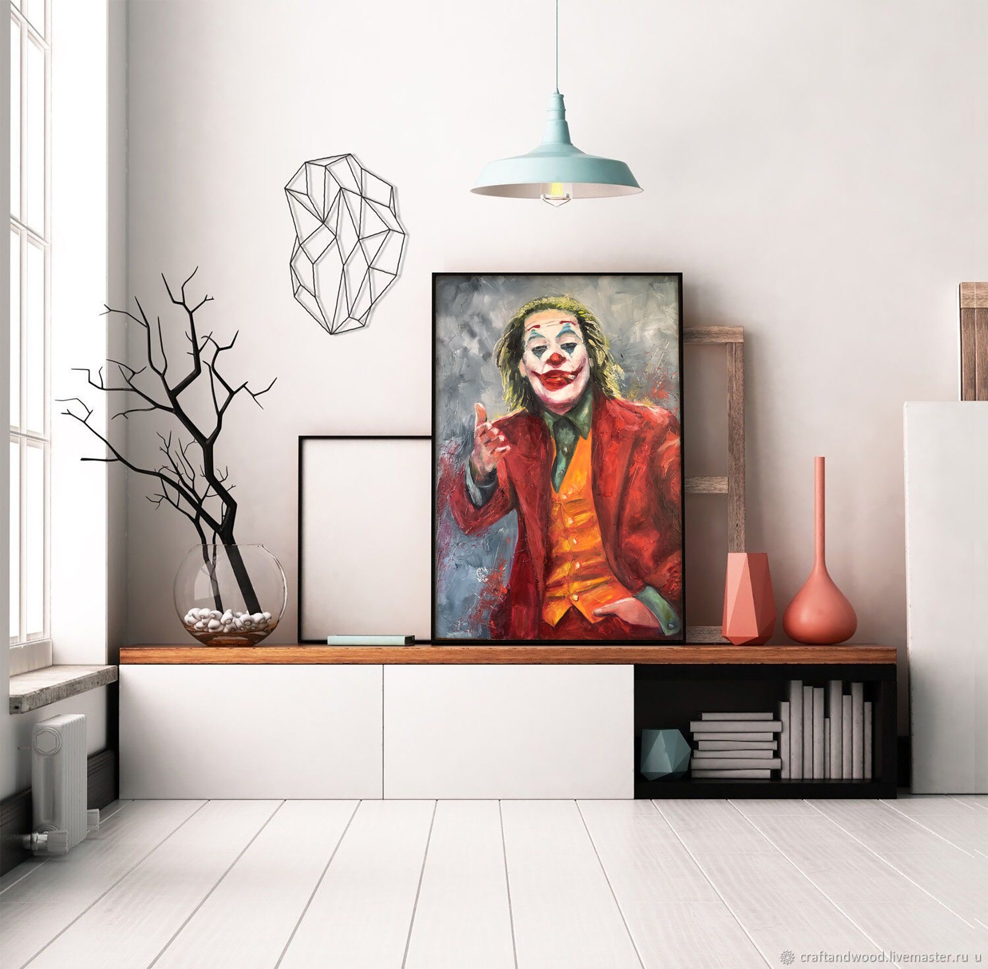 Joker wall art Joker 2019 original painting canvas art Creepy Etsy