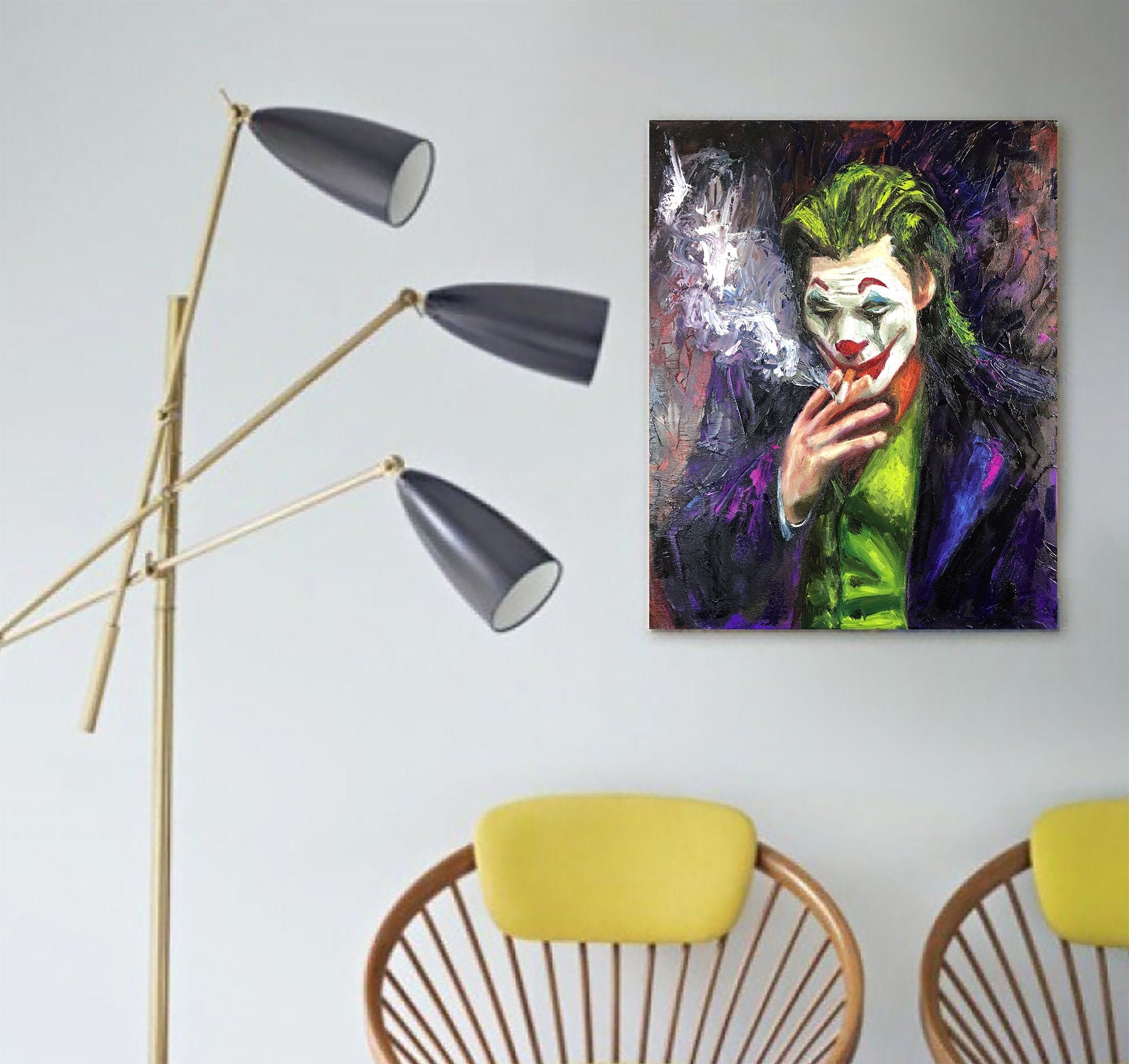 Joker wall art Joker 2019 original painting canvas art Creepy Etsy