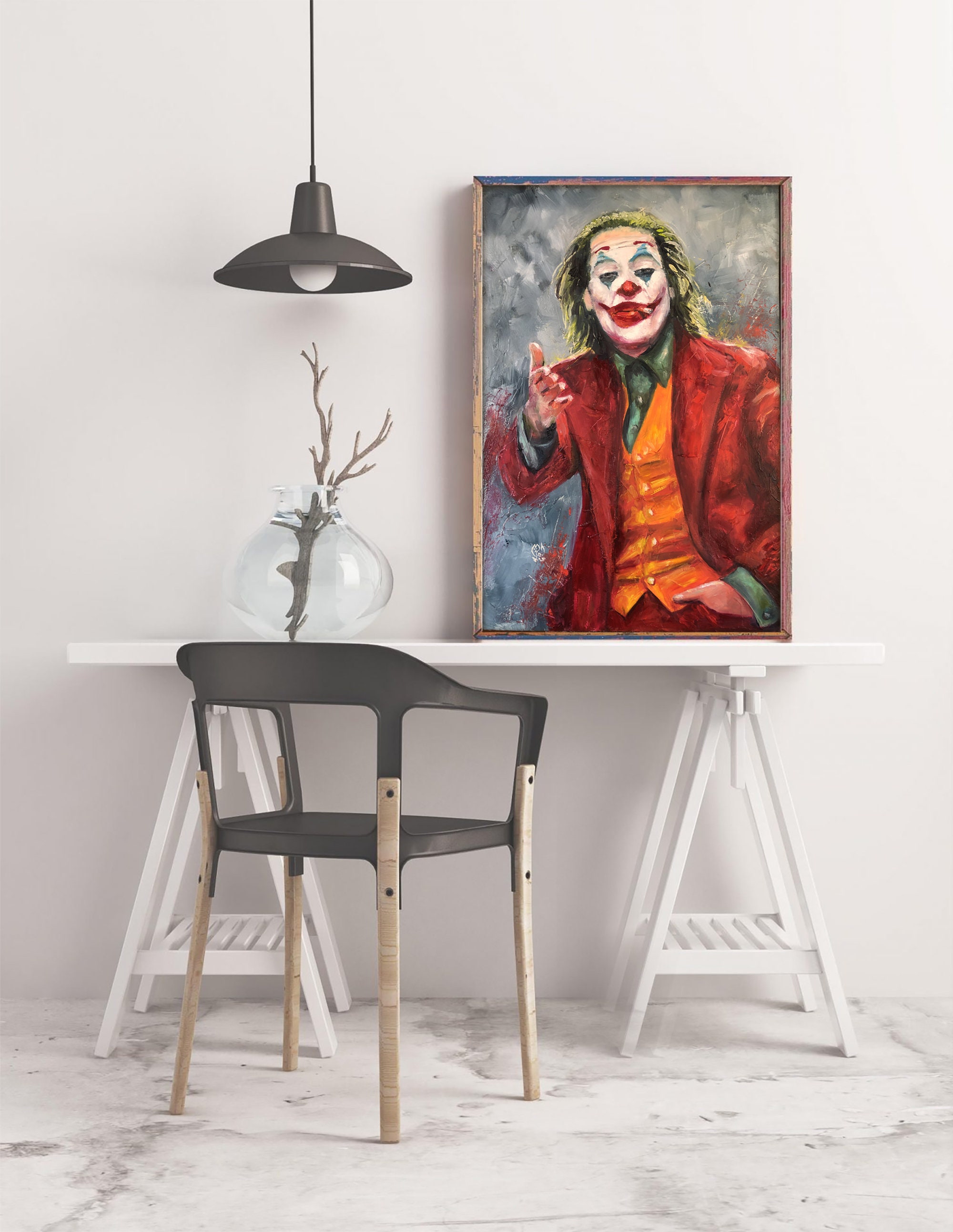 Joker wall art Joker 2019 original painting canvas art Creepy Etsy