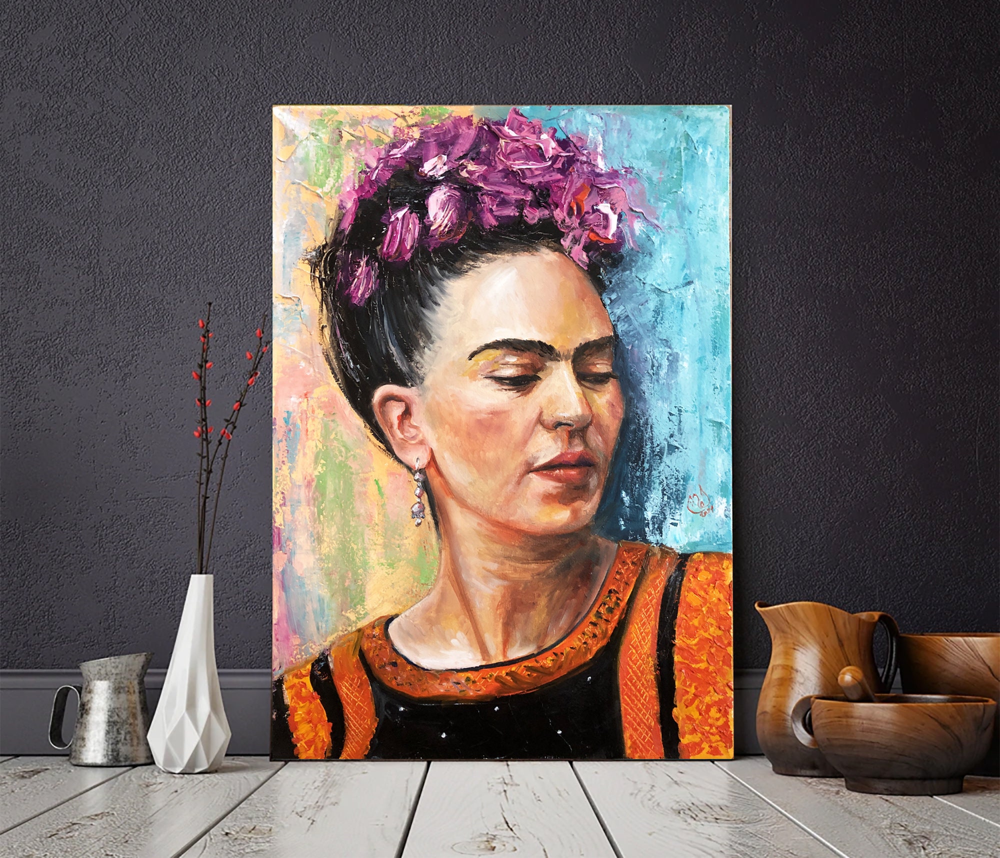 Frida Kahlo Painting Original Canvas Art Frida Kahlo Wall Art Etsy