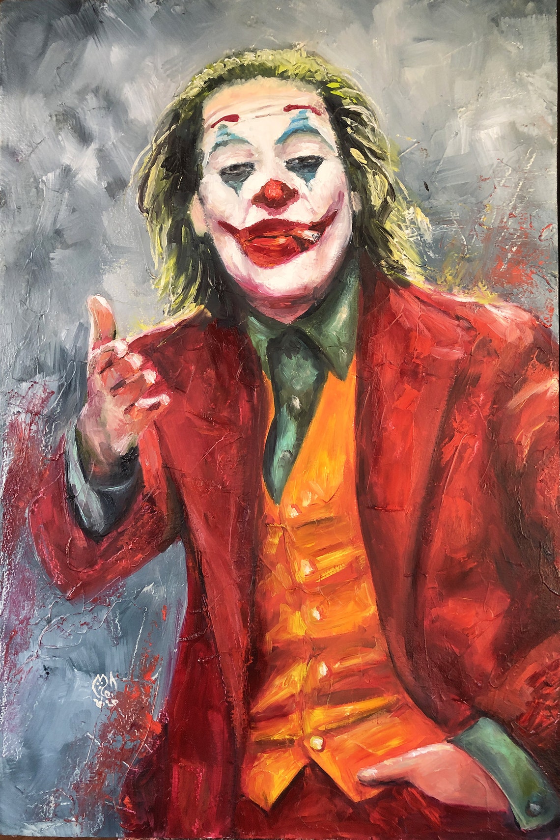 Joker wall art Joker 2019 original painting canvas art Creepy Etsy