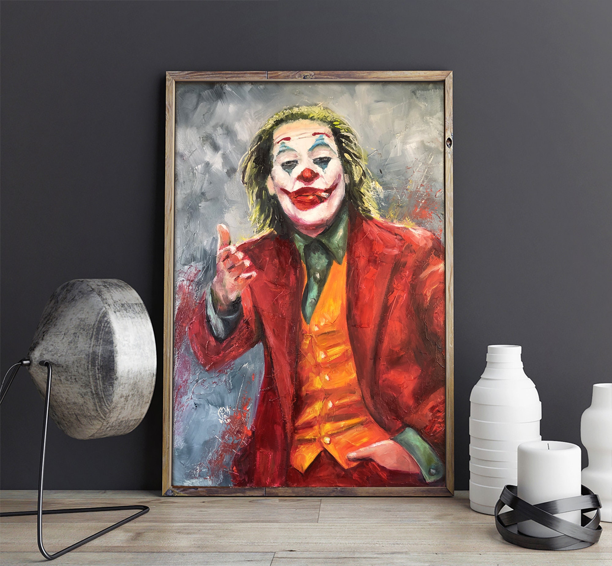 Joker wall art Joker 2019 original painting canvas art Creepy Etsy