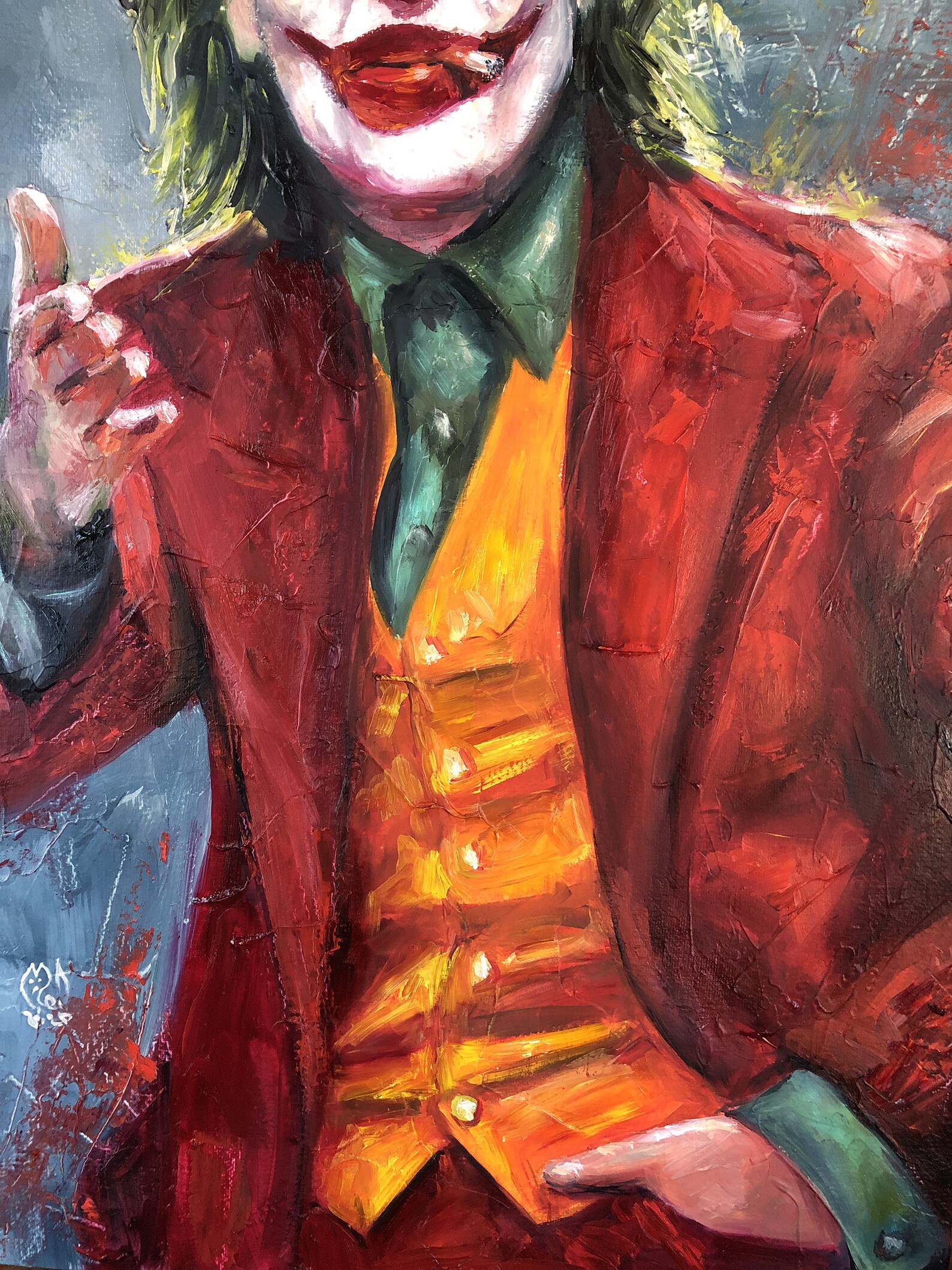 Joker wall art Joker 2019 original painting canvas art Creepy Etsy