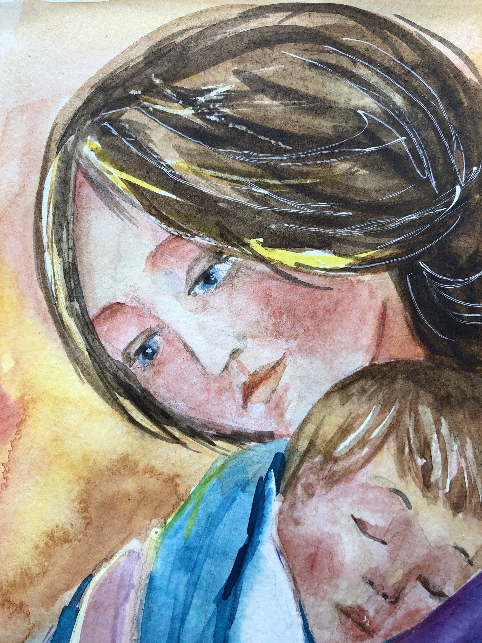 Mother and Child original watercolor painting motherhood Etsy