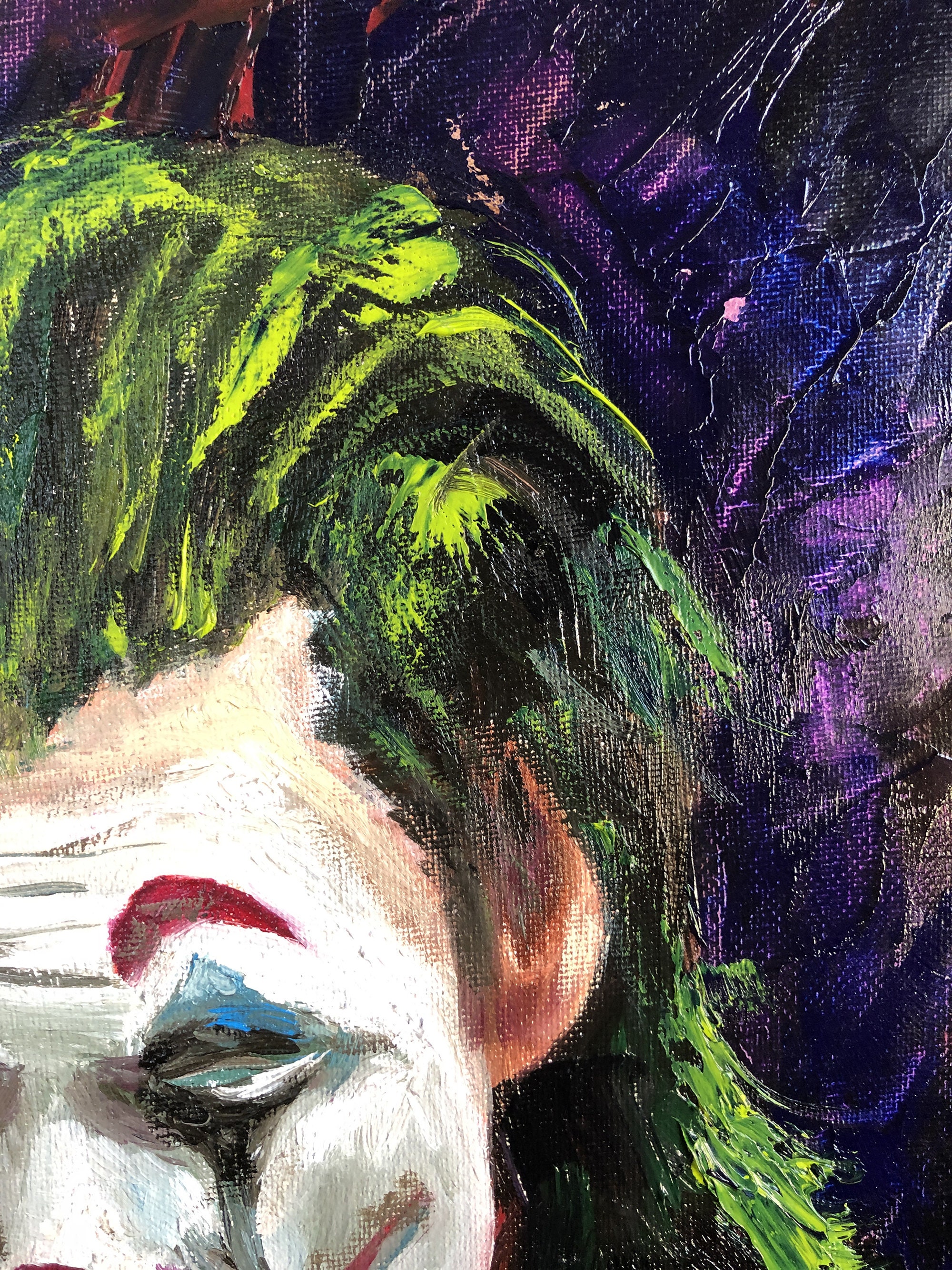 Joker wall art Joker 2019 original painting canvas art Creepy | Etsy