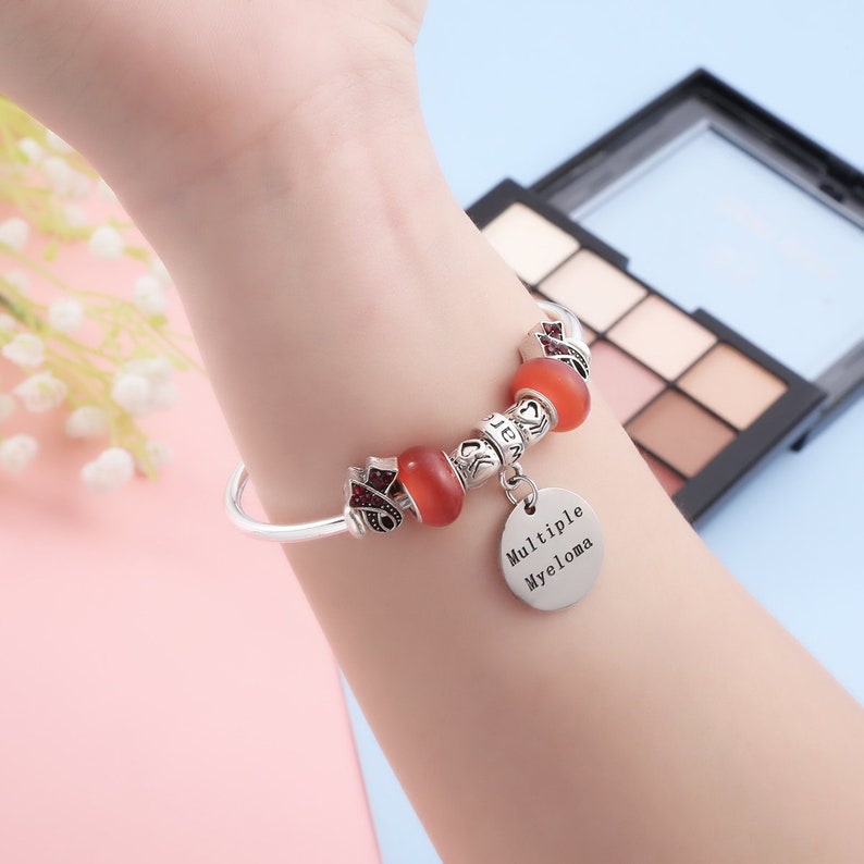 Multiple Myeloma Awareness Charm Bangle Bracelet