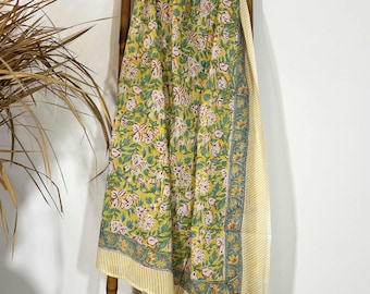 Large block print scarf Sanganer 25.53, Stole, Pareo by Asiantoutim