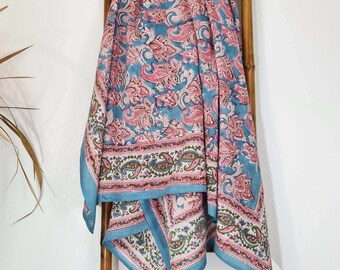 Large block print scarf Sanganer 30, Stole, Pareo by Asiantoutim