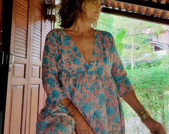 Solène Blue Boho Dress