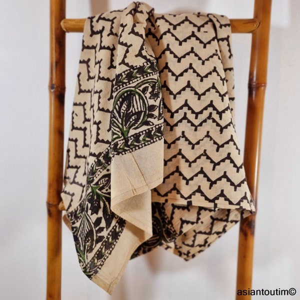Grand foulard block print Bagru 4, Etole, Paréo