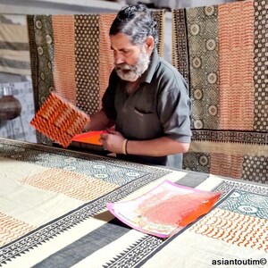 Grand foulard block print Sanganer 27, Etole, Paréo by Asiantoutim image 5