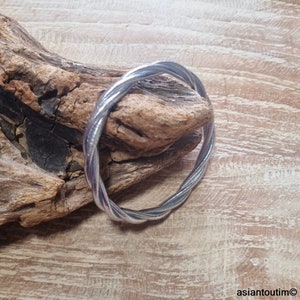 Mantra Silver Twisted Buddhist Twisted Bangle Mantra Collection Premium Quality by Asiantoutim