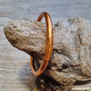 MANTRA COPPER Buddhist bangle, temple bracelet large model MANTRA collection dark copper Premium Quality