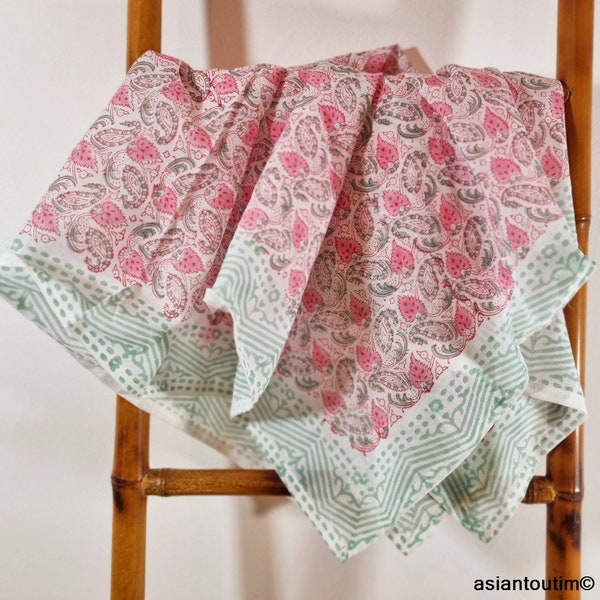 Foulard, Carré block print coton by Asiantoutim n 1