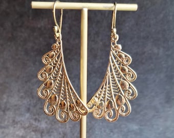 Brass Butterfly Wing Earrings, Boho Earrings, Ethnic Earrings BO11