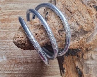 1, 3 or 5 Mantra Silver Wide Bangle Buddhist Collection Premium Quality