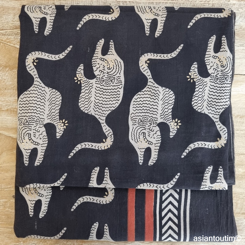 Grand foulard block print Bagru 10, Etole, Paréo by Asiantoutim image 2