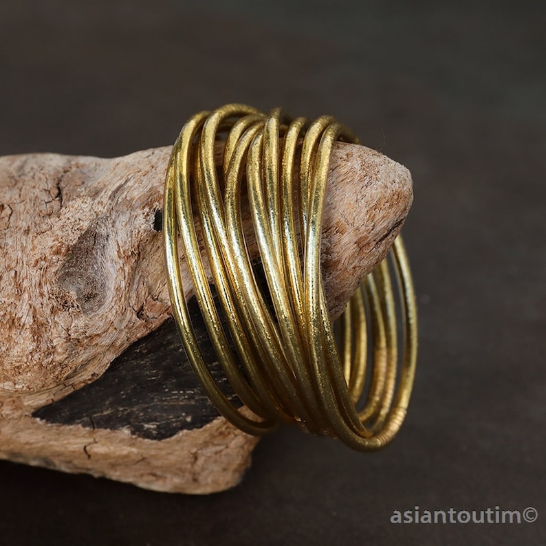 Light gold 3 or 5 Fine Buddhist Bangles, MANTRA amulet collection by Asiantoutim Premium quality image 3