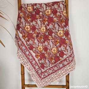 Châle écharpe Vintage Grand Modèle Motif Mandala Indien - Doux, Chaud, Multicolore Avec Frange