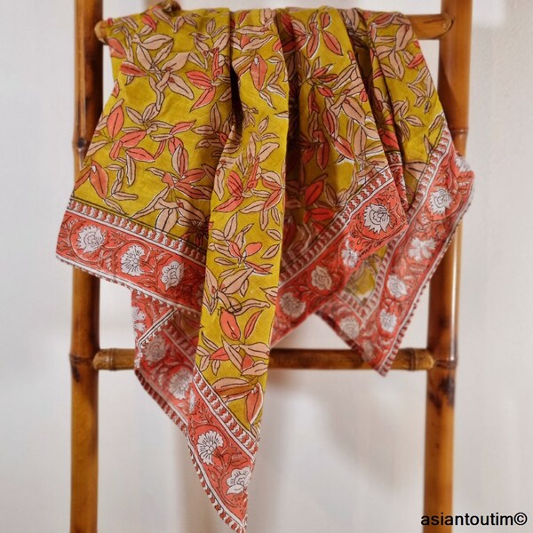 Scarf, Square block print cotton by Asiantoutim n 6