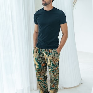 Men’s Cotton Batik Trousers in multiple colours, Drawstring pants, Cotton Lounge Pants, Joggers, Tracksuit bottoms